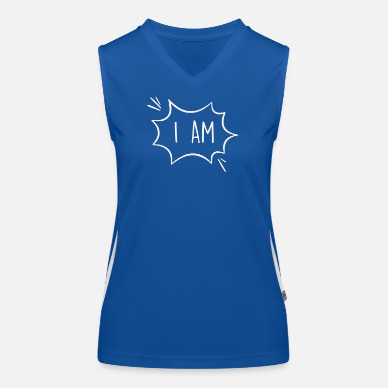 Ich bin: Kraftvolle Comic Sprechblase Funktionelles Kontrast-Tank Top für Frauen