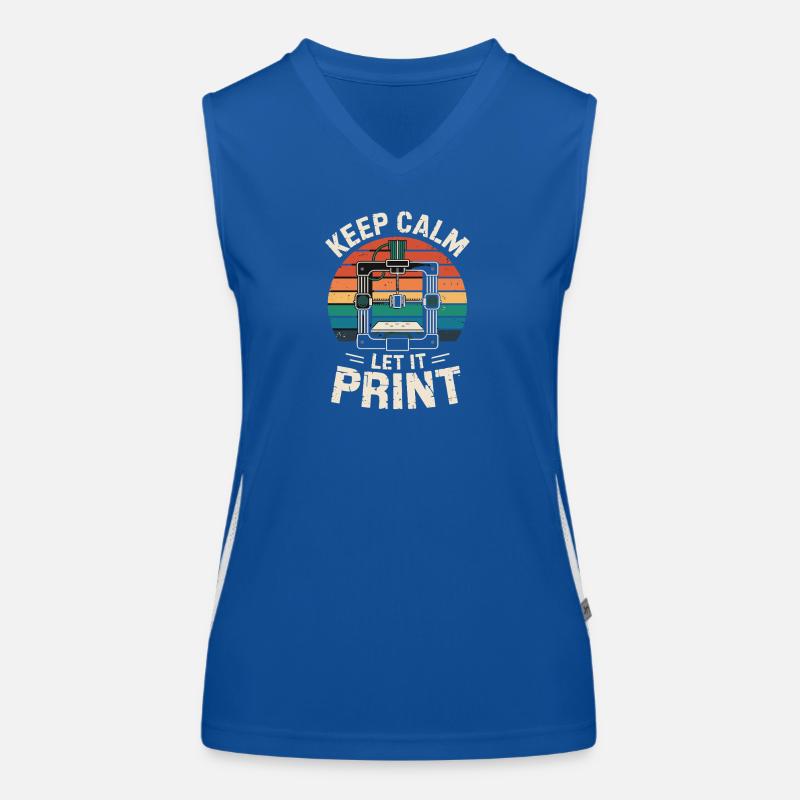  Keep Calm Let It Print 3D Drucker Spruch Retro Funktionelles Kontrast-Tank Top für Frauen