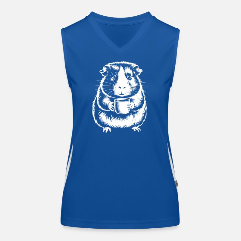 Coffee Drinking Guinea Pig Silhouette Women's Functional Contrast Tank Top