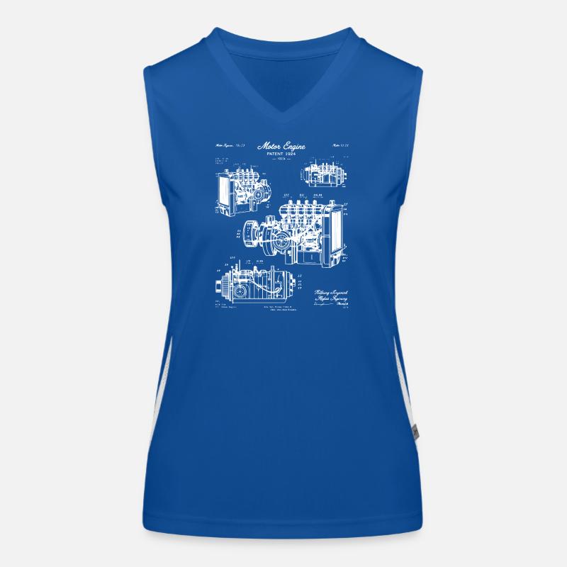 Vintage Engine Blueprint Art Women's Functional Contrast Tank Top