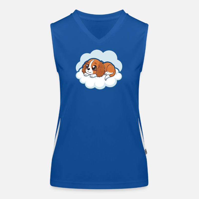 Cavalier King Charles Puppy Dreamer on a Cloud Women's Functional Contrast Tank Top