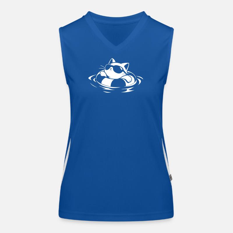 Coole Katze im Wasser Funktionelles Kontrast-Tank Top für Frauen