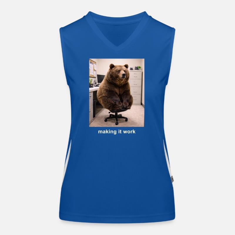 Making It Work Bear Meme Funny Work Humor Women's Functional Contrast Tank Top