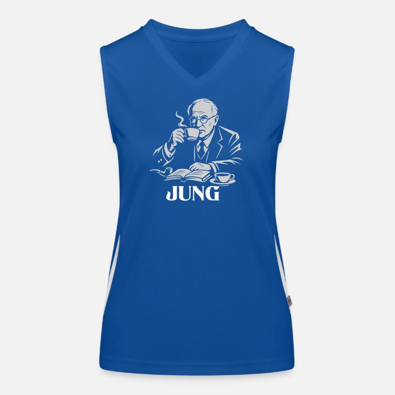 Carl Gustav Jung trinkt einen Kaffeeportarit Funktionelles Kontrast-Tank Top für Frauen