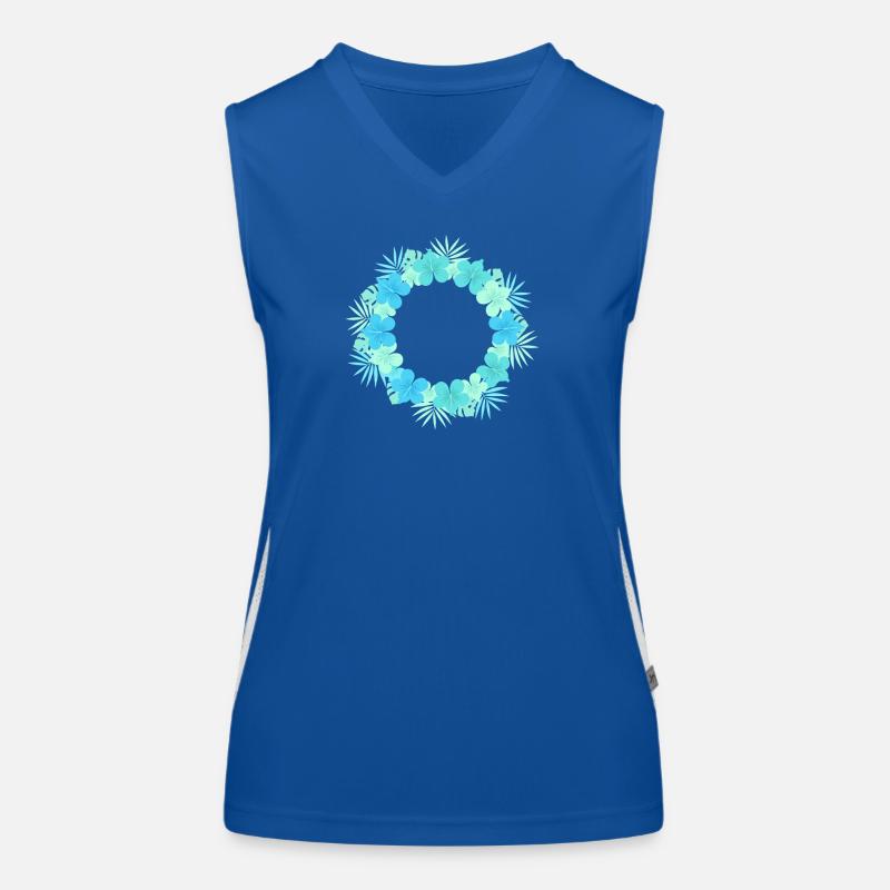 Blue Hibiscus Wreath Women's Functional Contrast Tank Top