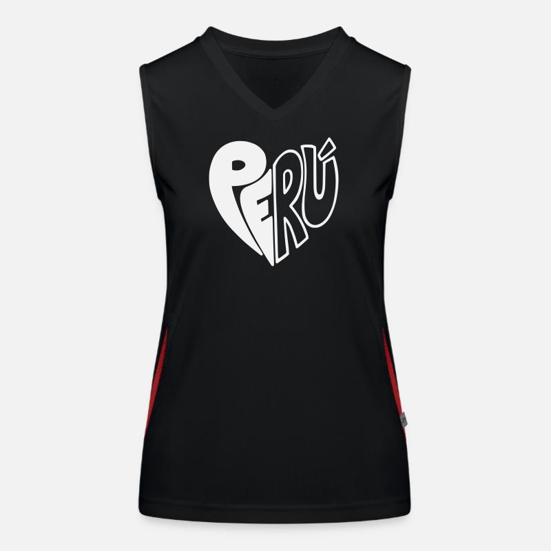 Peru Hand Drawn Logo - Color Variable - Women's Functional Contrast Tank Top - black/red