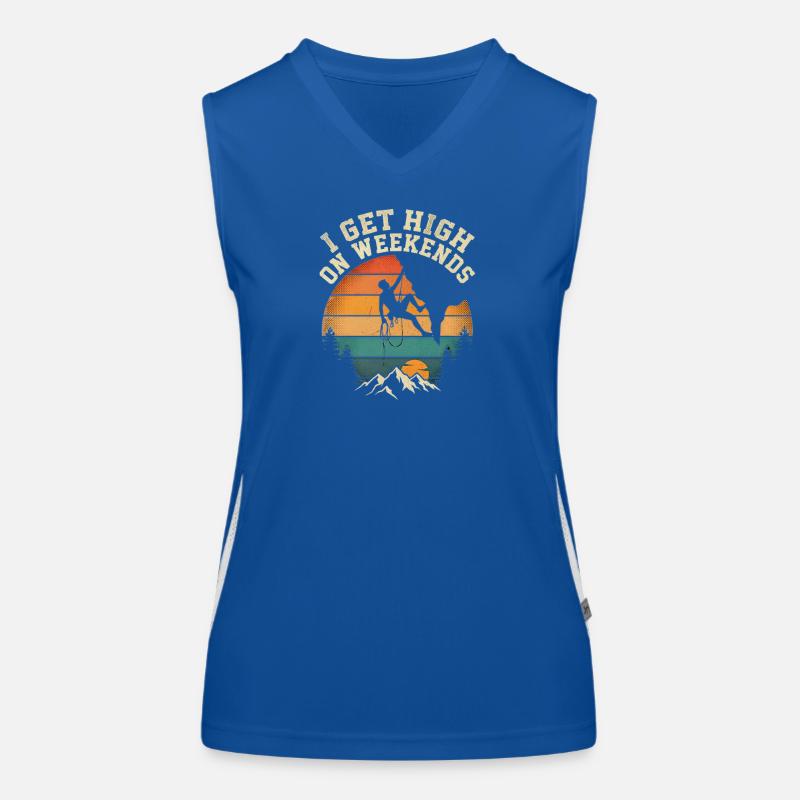 I Get High On Weekends Climbing Mountains Sun Women's Functional Contrast Tank Top