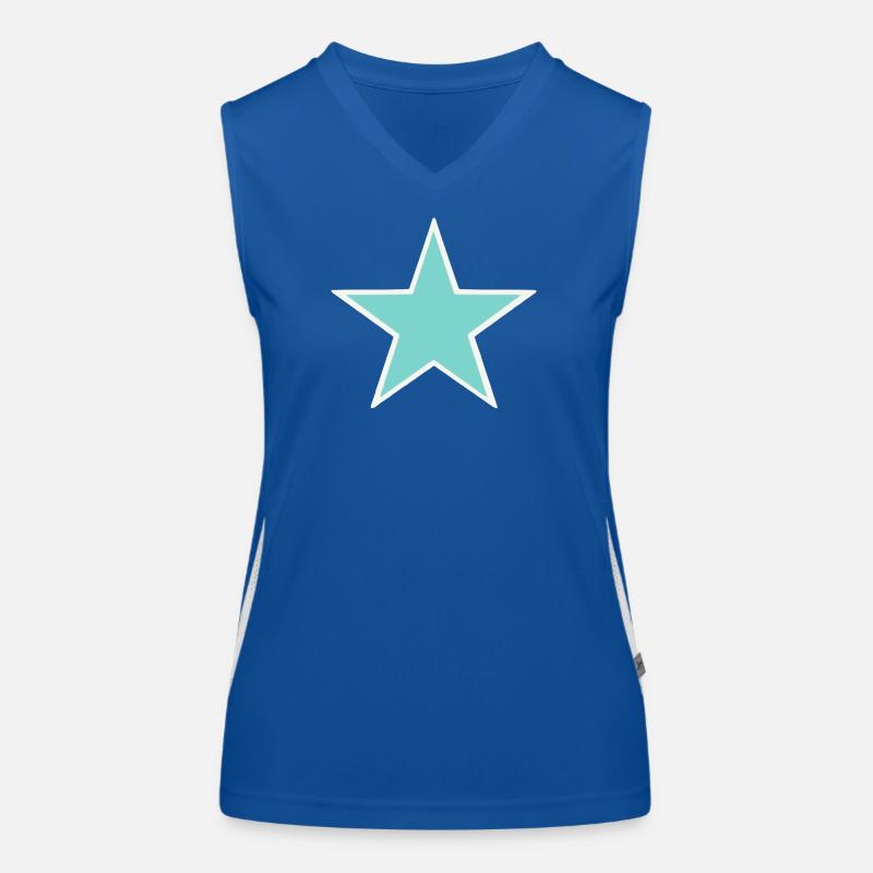Türkiser Stern mit weißem Rand Funktionelles Kontrast-Tank Top für Frauen