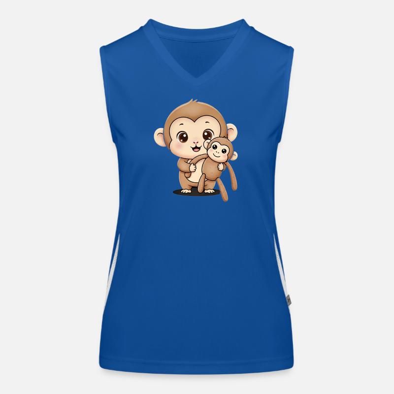 Cute Punch Monkey Holding Soft Toy Women's Functional Contrast Tank Top