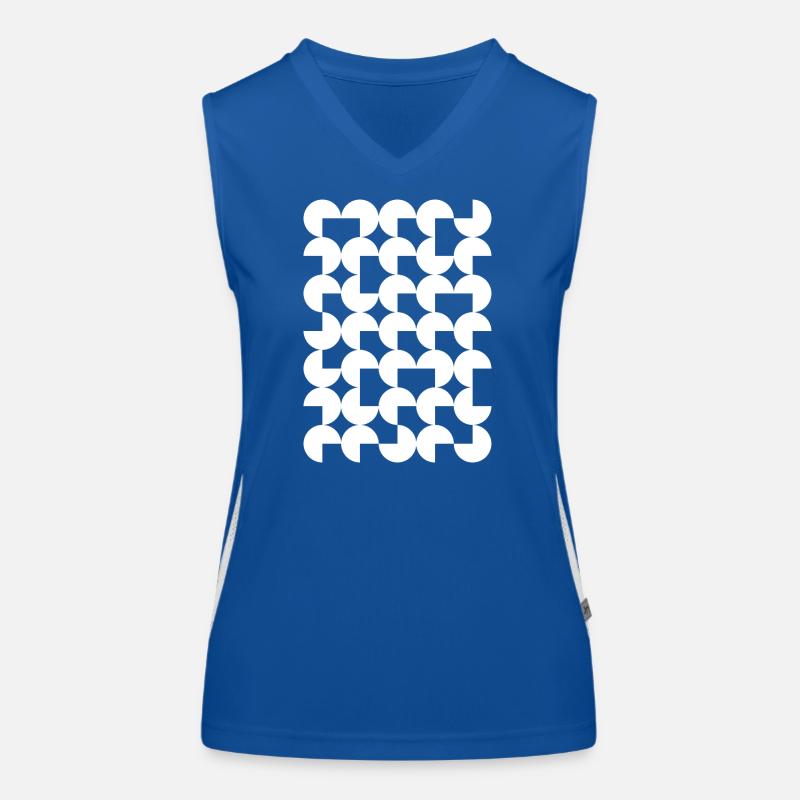 Geometric Circle Mosaic on Black Women's Functional Contrast Tank Top