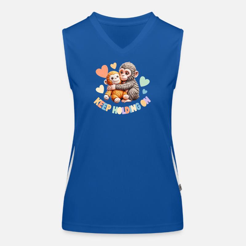 Keep Holding On: Hugging Monkeys Women's Functional Contrast Tank Top