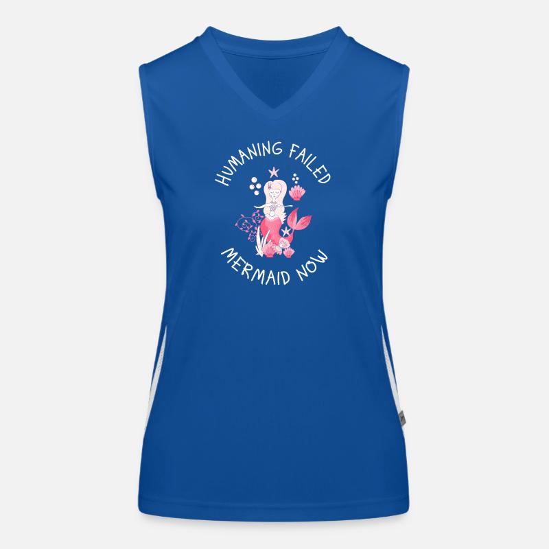 Humaning Failed – Mermaid Now Spruch Funktionelles Kontrast-Tank Top für Frauen