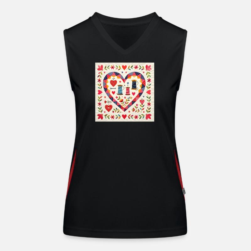 Patchwork Heart with Yarns Women's Functional Contrast Tank Top