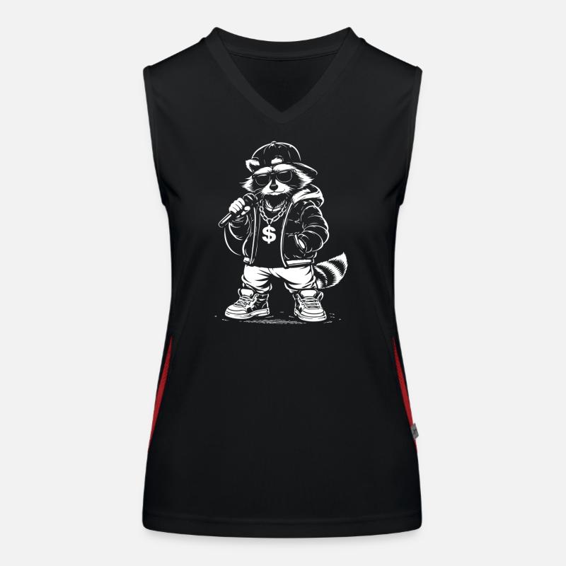 Rapping Raccoon with Bling Women's Functional Contrast Tank Top