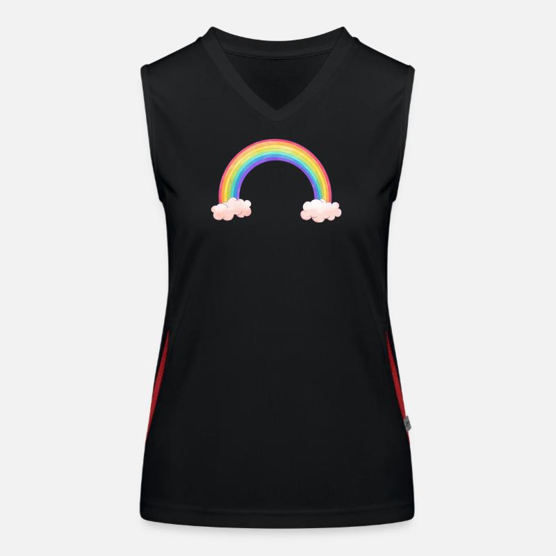 Regenbogenbogen mit Wolken Funktionelles Kontrast-Tank Top für Frauen