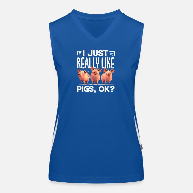 I really like pigs OK Three piglets Women's Functional Contrast Tank Top