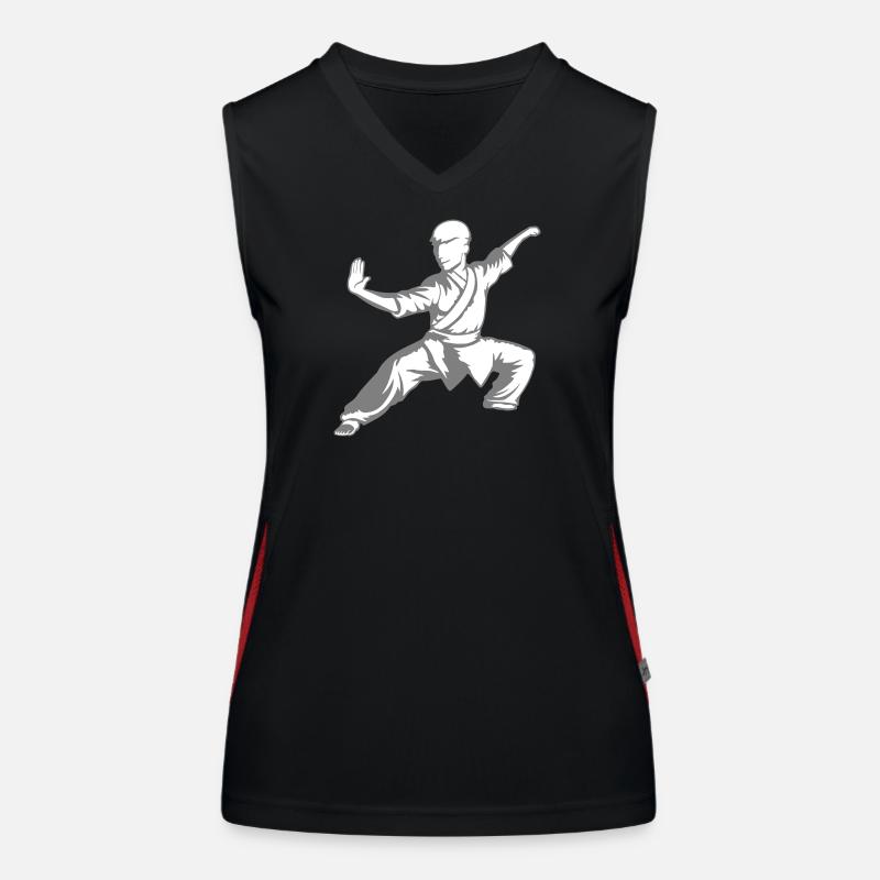 Kung Fu Kämpfer Kampfkunst Aktion Pose Angriff Funktionelles Kontrast-Tank Top für Frauen