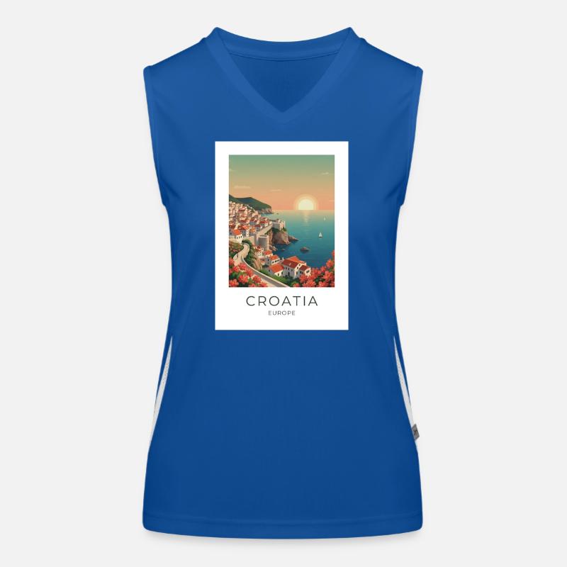 Croatian Coastal Idyll Sunset Women's Functional Contrast Tank Top