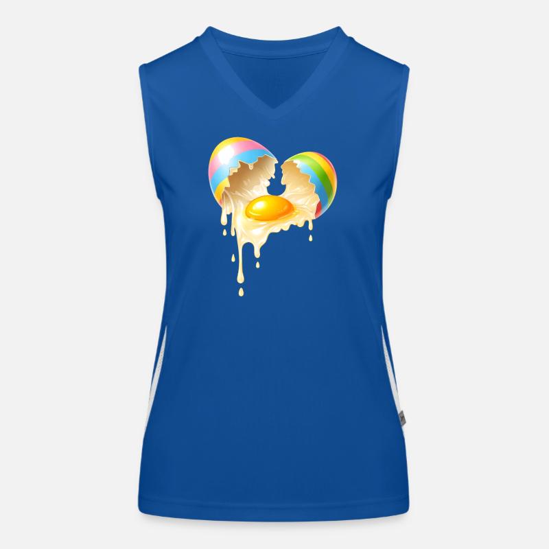 Broken Easter egg with flowing egg yolk Women's Functional Contrast Tank Top