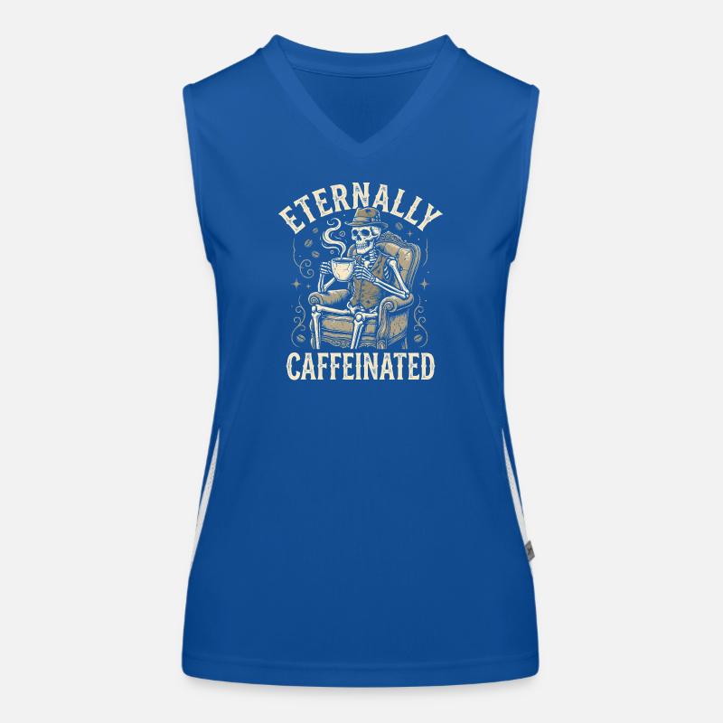 Eternally Caffeinated - Retro Kaffee Skelett Funktionelles Kontrast-Tank Top für Frauen