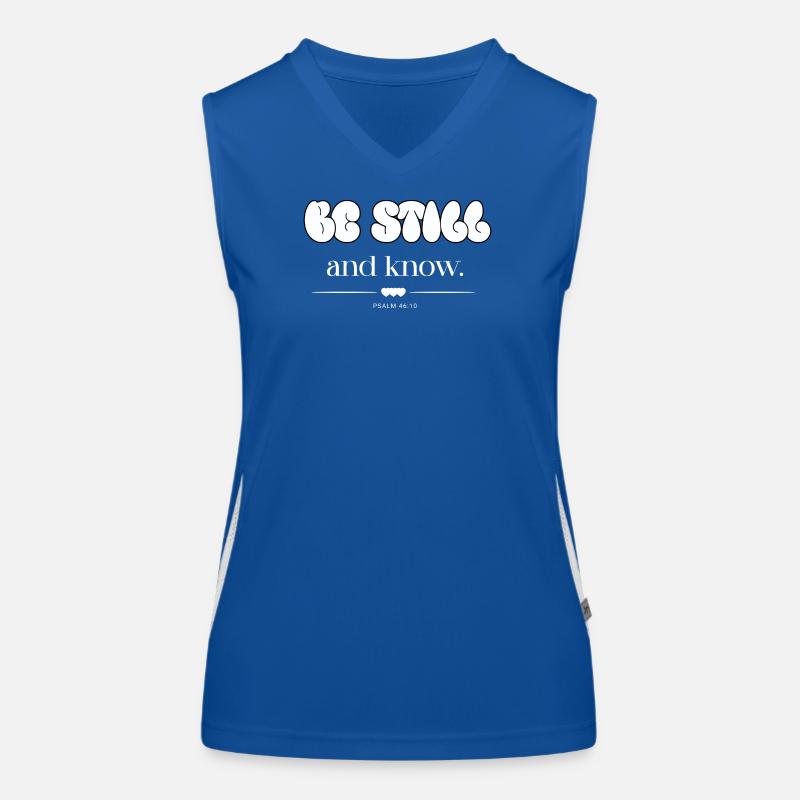 Be Still And Know Bubble Letters Psalm 46:10 Funktionelles Kontrast-Tank Top für Frauen