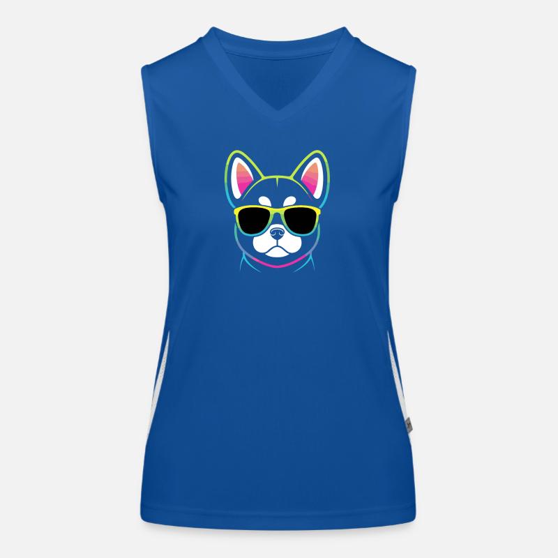 Rainbow Dog with Glasses Women's Functional Contrast Tank Top
