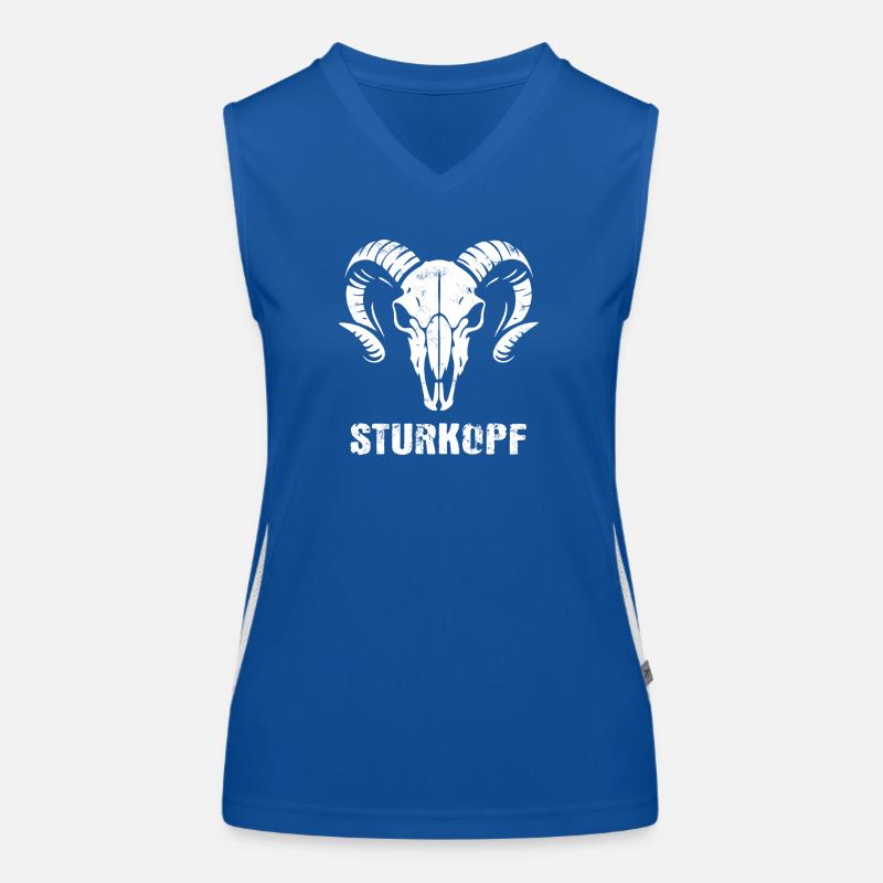 Sturkopf | Widderkopf Schädel mit Hörnern Funktionelles Kontrast-Tank Top für Frauen