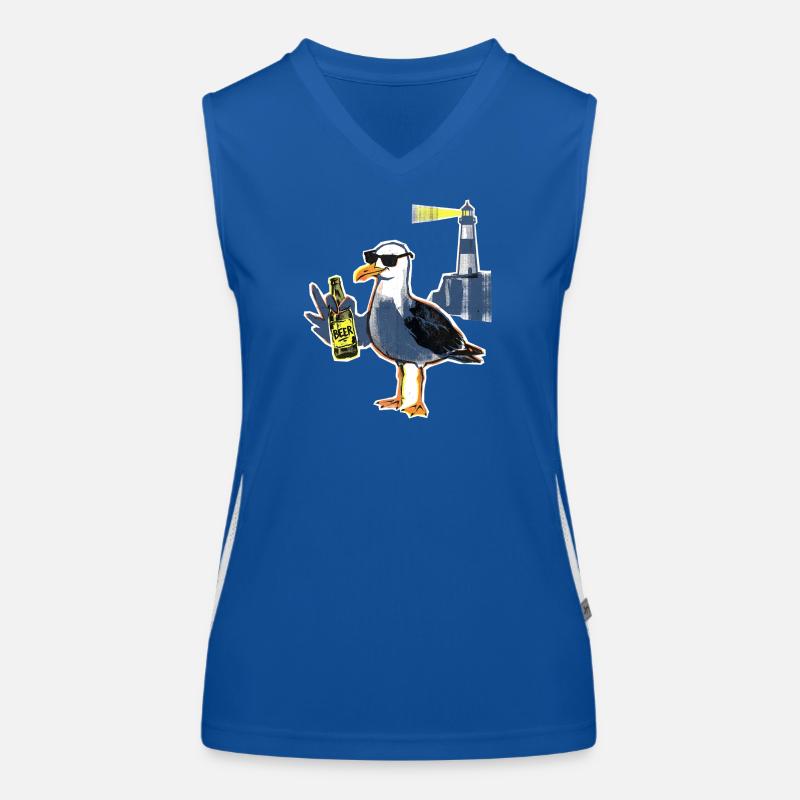 Coole Möwe Leuchtturm Bier Funktionelles Kontrast-Tank Top für Frauen