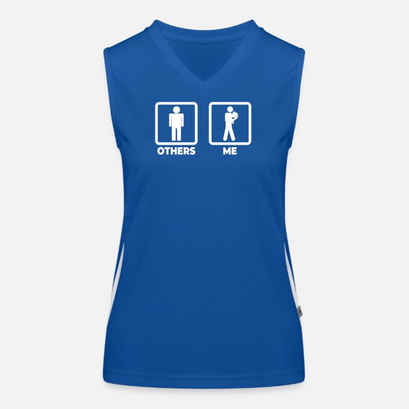 Hornist stick figure Women's Functional Contrast Tank Top