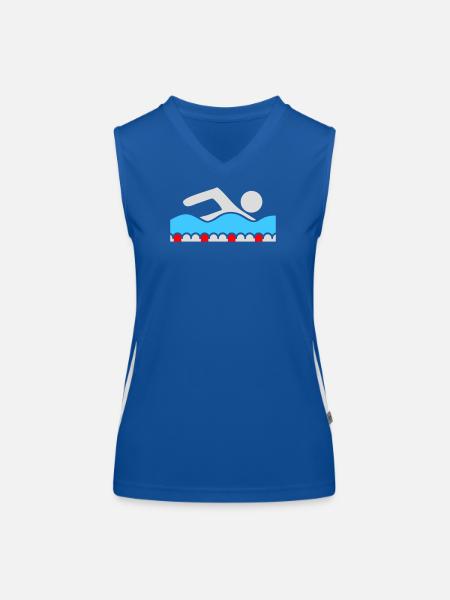 Schwimmer Piktogramm Freistil Welle Pool Sport - Funktionelles Kontrast-Tank Top für Frauen - Royal/Weiß - Vorne