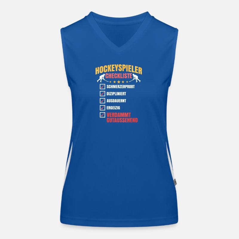 Hockeyspieler Checkliste Funktionelles Kontrast-Tank Top für Frauen
