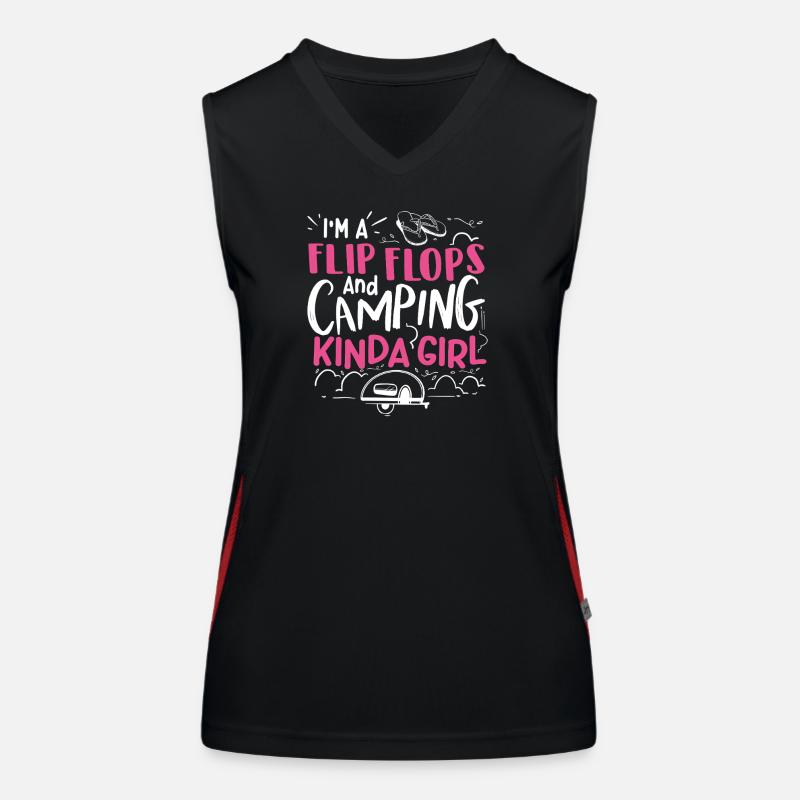 Flip-Flops-Camping-Mädchen Funktionelles Kontrast-Tank Top für Frauen