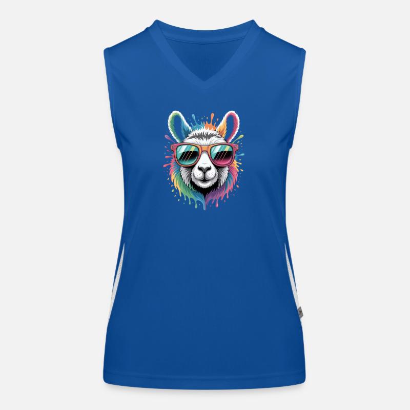 Buntes Lama Wasserfarben Spritzer Funktionelles Kontrast-Tank Top für Frauen