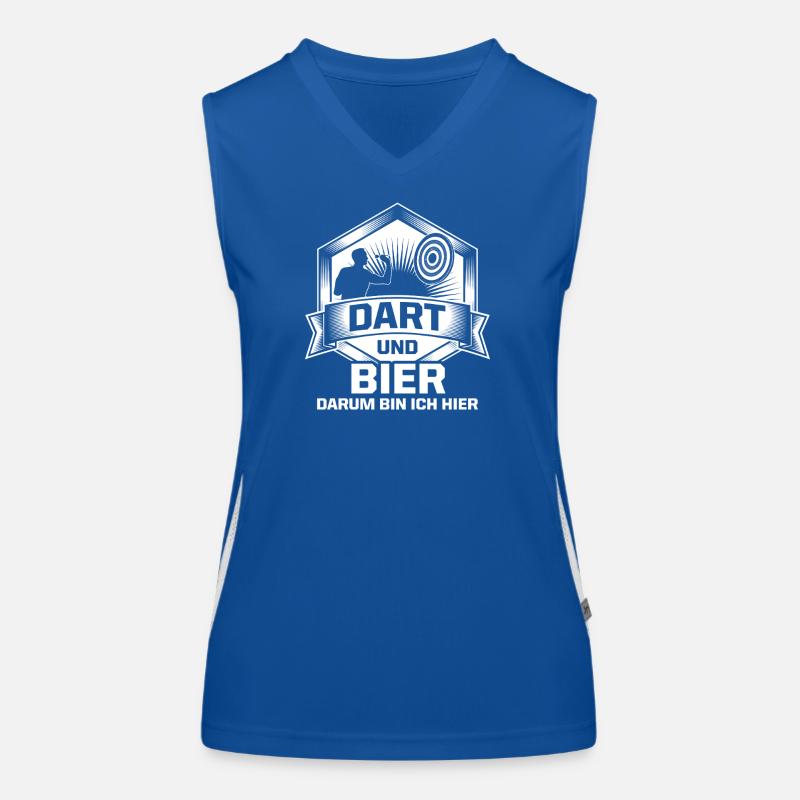 Dart und Bier Darum Bin Ich Hier Funktionelles Kontrast-Tank Top für Frauen