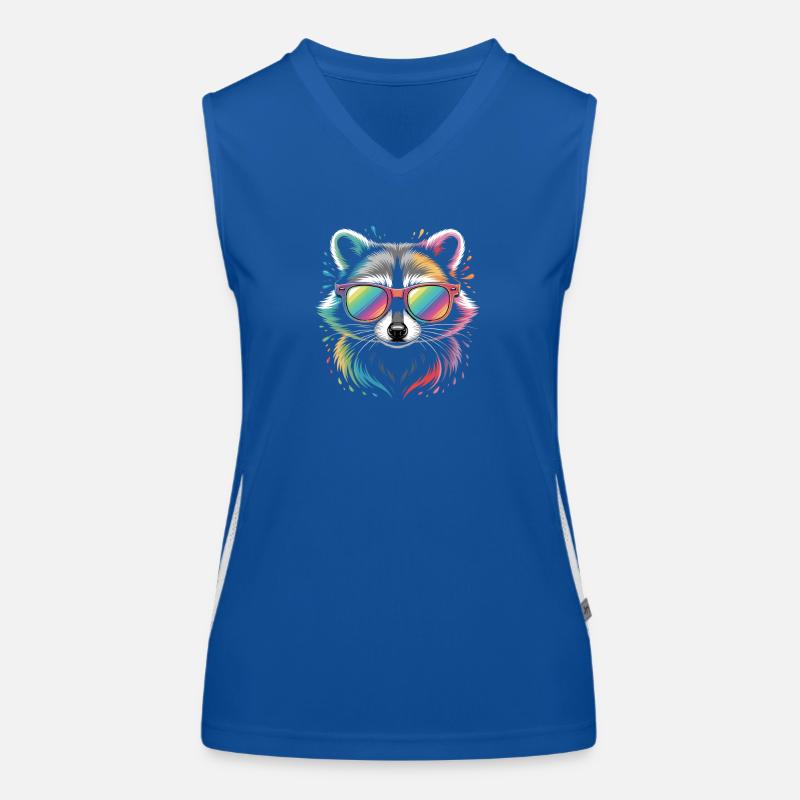 Bunter Waschbär Wasserfarben Spritzer Funktionelles Kontrast-Tank Top für Frauen