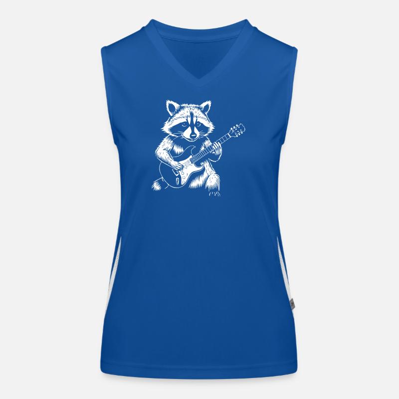 Raccoon Rock Guitar Jam Funktionelles Kontrast-Tank Top für Frauen