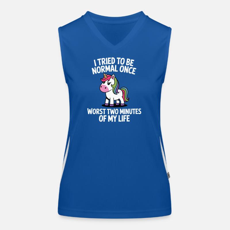 Unerwartet normal: Einhorn-Scherz Geschenk Funktionelles Kontrast-Tank Top für Frauen