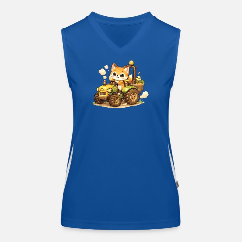 Fuchs auf dem Traktor Funktionelles Kontrast-Tank Top für Frauen
