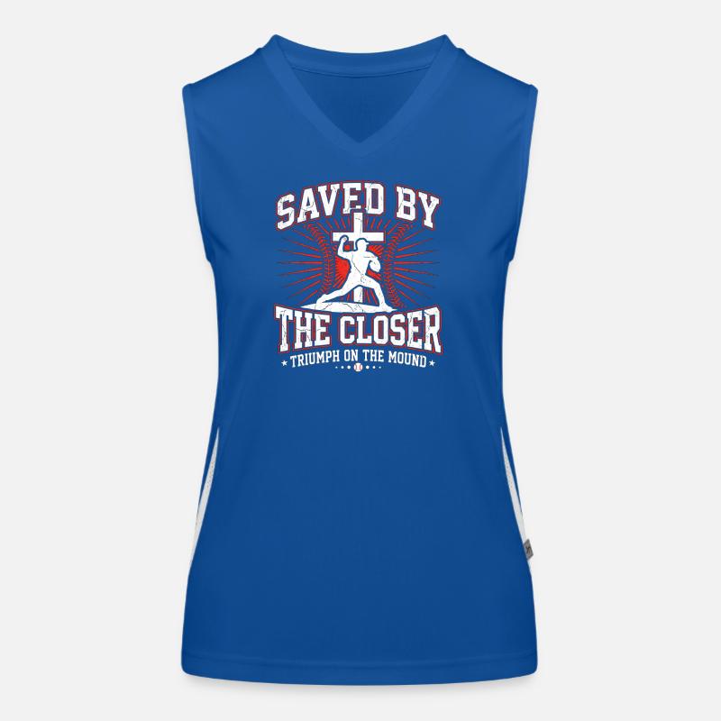 Saved By The Closer Christlicher Baseball Jesus Funktionelles Kontrast-Tank Top für Frauen