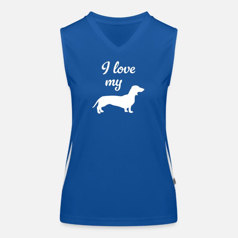 J’adore mon chien teckel, maître éventail, patte de maîtresse Débardeur respirant contrasté Femme