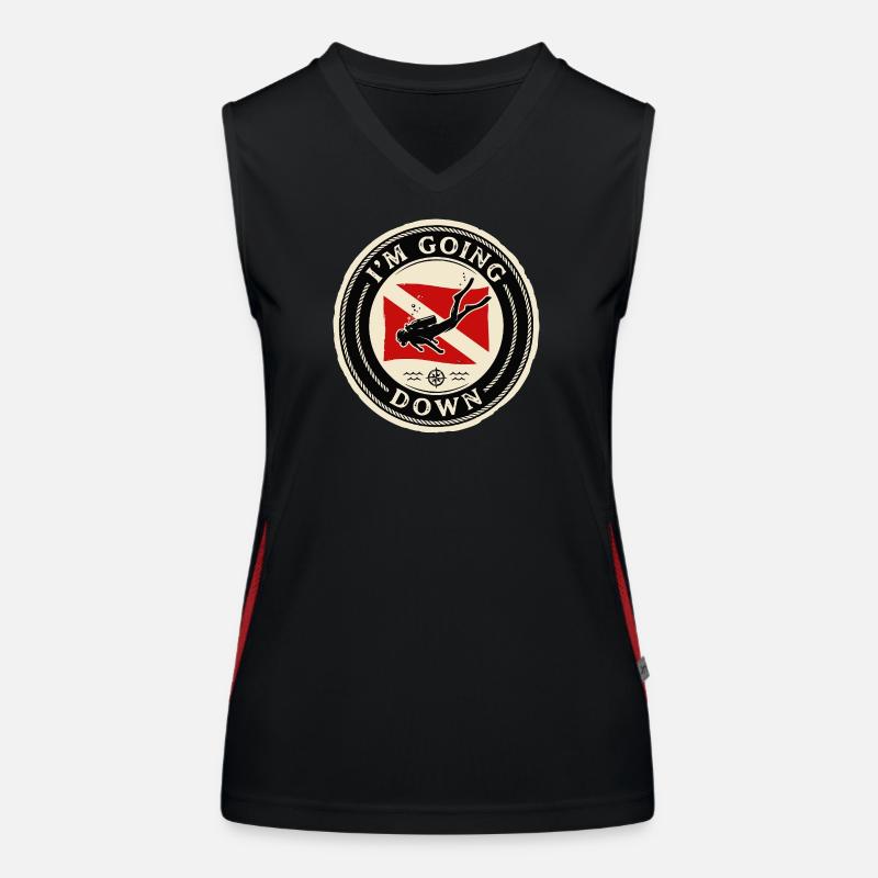 Scuba Diver Scuba Flag Going Down Retro Women's Functional Contrast Tank Top