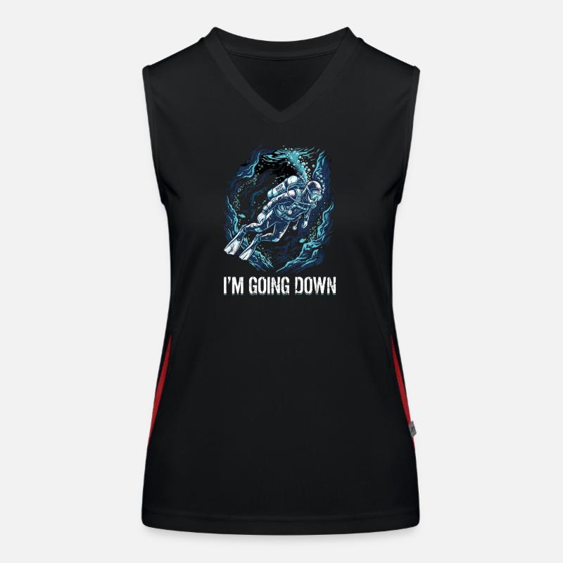 Scuba Diver Scuba Flag Going Down Retro Women's Functional Contrast Tank Top