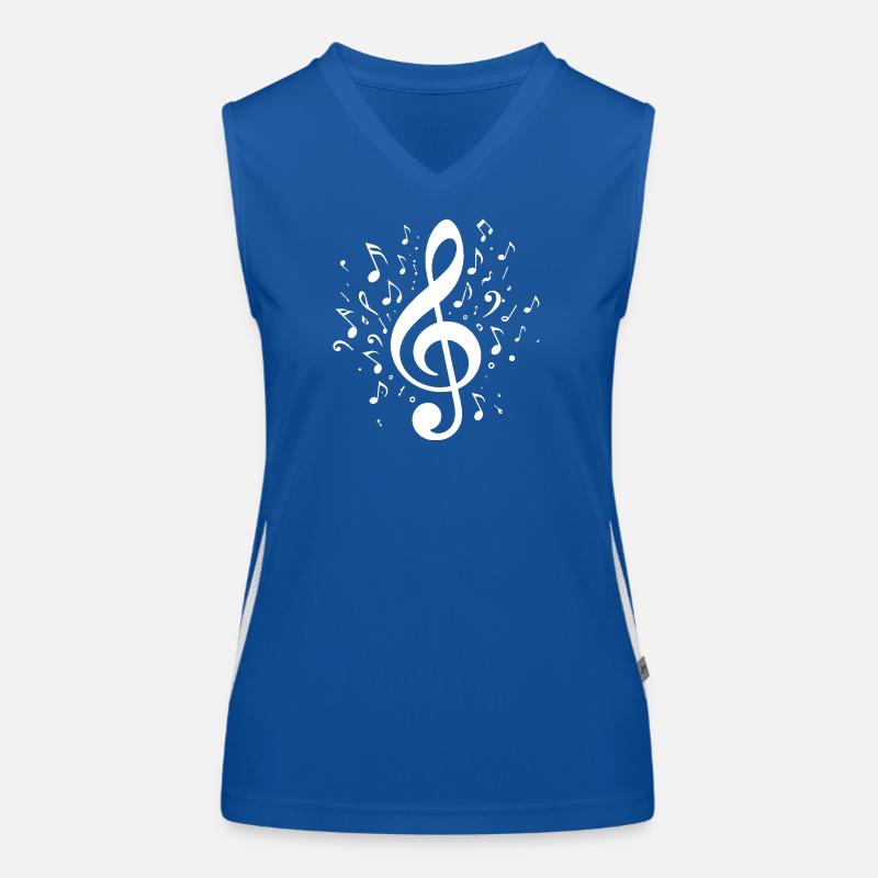 Explodierender Notenschlüssel mit Noten Funktionelles Kontrast-Tank Top für Frauen