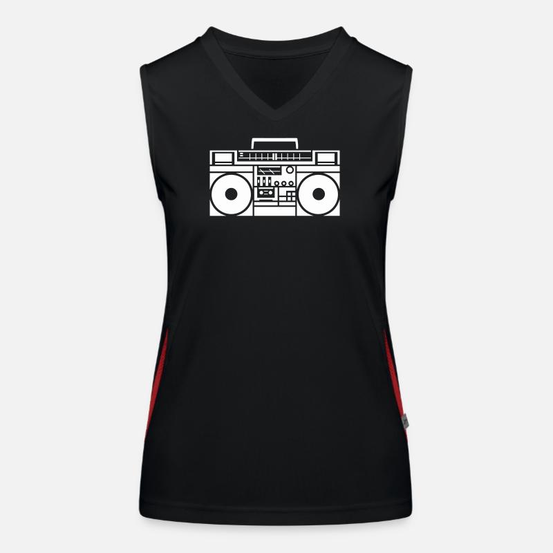 Retro Boombox Graphic Black & White Women's Functional Contrast Tank Top