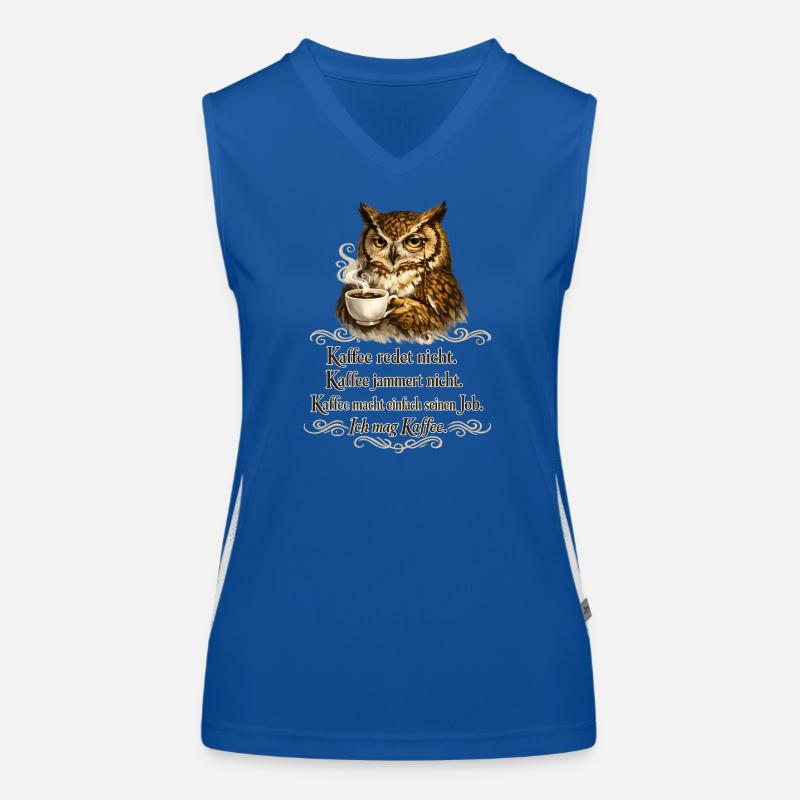 Kaffee Redet Nicht Eule Spruch Funktionelles Kontrast-Tank Top für Frauen
