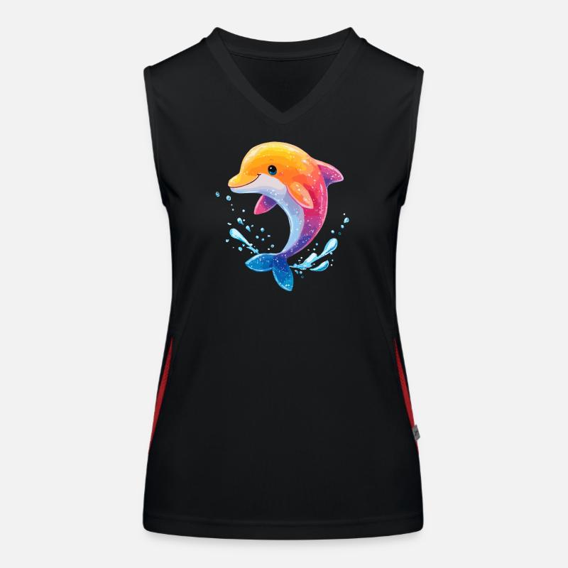 Farbiger Delfin Spritz Funktionelles Kontrast-Tank Top für Frauen