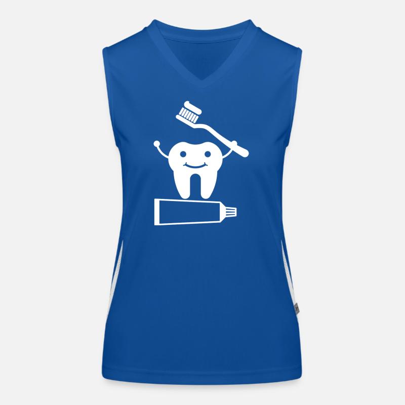Tooth with toothbrush and toothpaste Women's Functional Contrast Tank Top