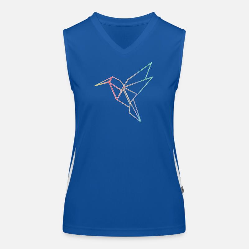 Geometric Hummingbird Lines Design Women's Functional Contrast Tank Top