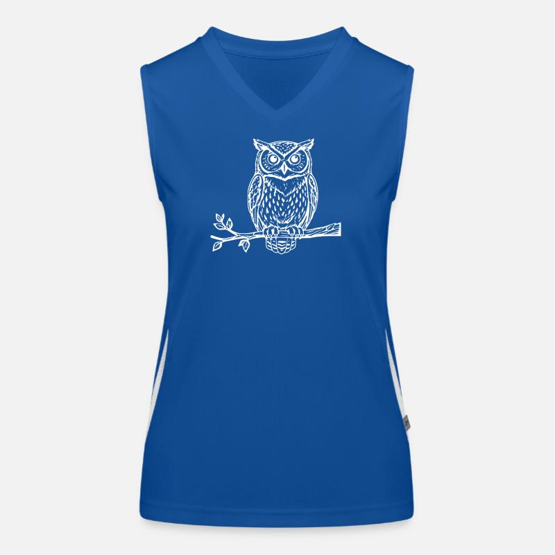 weiße Eule Vogel Geschenk Naturliebhaber Wanderer Funktionelles Kontrast-Tank Top für Frauen