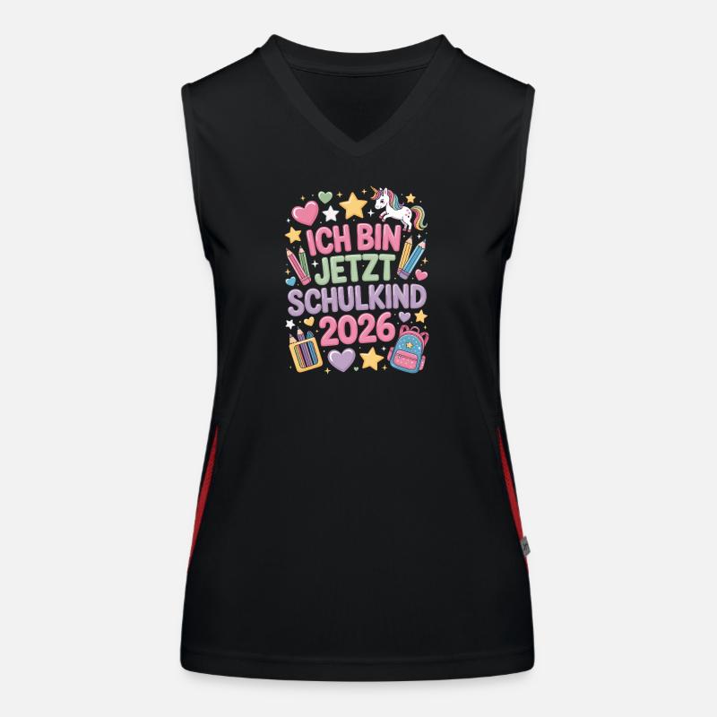  Ich Bin Jetzt Schulkind 2026 Einhorn Einschulung Funktionelles Kontrast-Tank Top für Frauen